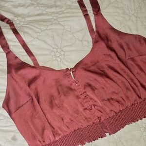 Free People Burgundy Cropped Tank Top